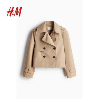 H&M2024秋季女装仿风衣外套1202762 米色 160/88