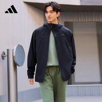 adidas款防泼水休闲通勤连帽夹克外套男装阿迪达斯轻运动 黑色 3XL