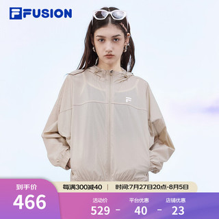 FILA FUSION斐乐梭织防晒衣2024夏时尚休闲外套连帽女上衣男 【女】浅豆泥棕-BG XXXXL