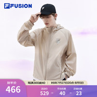 FILA FUSION斐乐梭织防晒衣2024夏时尚休闲外套连帽女上衣男 【男】浅豆泥棕-BG M