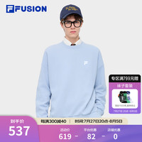 FILA FUSION斐乐潮牌款套头卫衣2024秋简约宽松针织上衣 毕摩蓝-BU 2XL