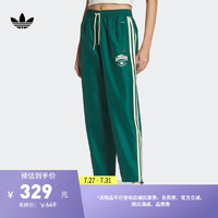 adidas学院风宽松梭织运动裤女装夏季阿迪达斯三叶草 森林绿/黄 XL