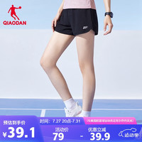 乔丹QIAODAN运动短裤梭织夏季透气女士裤 XNK22201222 黑色 M 款1222-黑色