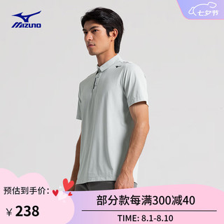 美津浓（MIZUNO）ESSENTIAL系列 24T恤男四面维弹轻商务运动短袖POLO衫 39/赛博绿 2XL