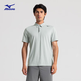 美津浓（MIZUNO）ESSENTIAL系列 24T恤男四面维弹轻商务运动短袖POLO衫 39/赛博绿 2XL