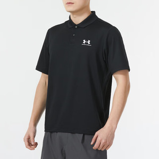 安德玛（Under Armour）短袖男 24夏季运动半袖弹力时尚t恤男士Polo衫男 【快干透气】黑色/店长 S （体重：90-110斤）