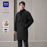 海澜之家（HLA）大衣男24轻商务经典系列纯羊毛外套男冬季 深灰04 185/100A 2XL165~180斤