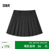 森马（Semir）半身裙女百搭学院风显瘦2024秋格子百褶裙时尚 灰色调00422 170/74A/XL