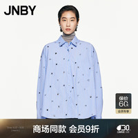 江南布衣 JNBY24秋衬衫宽松长袖H型5O8210780 982/中蓝条/格 M