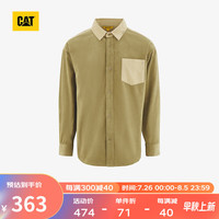 CAT卡特24夏男士拼色设计灯芯绒两贴袋衬衫 卡其 L