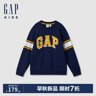 Gap【大小童同款】男童2024初秋印花logo卫衣儿童装642581 海军蓝 160cm(14-15岁) 亚洲尺码