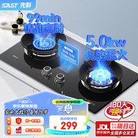 先科（SAST）燃气灶天然气煤气灶双灶家用液化气灶具嵌入式台式定时燃气灶台 （液化气）5.0KW鸳鸯九腔定时+纯铜火盖