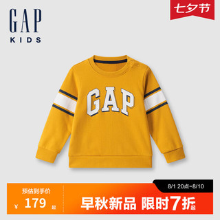 Gap【大小童同款】男童2024初秋印花logo卫衣儿童装642581 黄色 160cm(14-15岁) 亚洲尺码