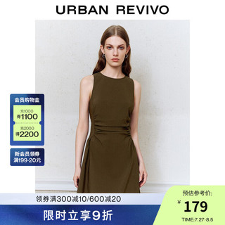 URBAN REVIVO UR2024秋季女装法式气质褶皱修身无袖连衣裙UYY740006 深咖棕 S