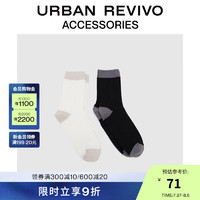 URBAN REVIVO2024秋冬男休闲撞色两双装中筒袜UAMA40119 多色 F