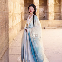 十三余 小豆蔻儿夏季清冷双层大袖衫长衫印花套装汉服女