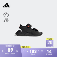 adidas SWIM SANDAL I魔术贴凉鞋男婴童阿迪达斯轻运动 黑/橙 24(140mm)