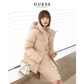 GUESS 男女同款无衔缝保暖时尚连帽羽绒服-ML4W5883 BLK-黑色 XS