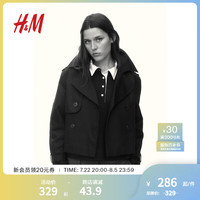 H&M2024秋季新款女装时尚休闲百搭潮流仿风衣外套1202762 海军蓝 1