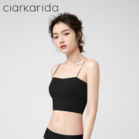 Clarkarida小吊带背心女士夏季运动美背文胸一体外穿冰丝无痕无袖内搭带胸垫 黑色 L 120-150斤 大码 1件装|黑色