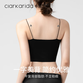 Clarkarida小吊带背心女士夏季运动美背文胸一体外穿冰丝无痕无袖内搭带胸垫 烟灰 M 95-125斤 1件装｜烟灰