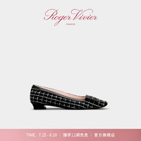 ROGERVIVIER/2024夏季RV女鞋Belle Vivier织物芭蕾舞鞋 黑色 37