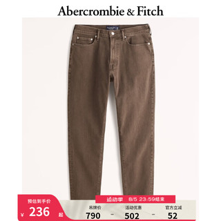 Abercrombie & Fitch 男装 24春新款美式运动风修身休闲宽松深棕色牛仔裤 KI131-3083 深棕色水洗