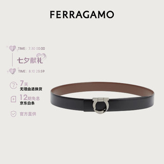 Salvatore Ferragamo 菲拉格慕 Ferragamo）男士黑色扭转造型Gancini固定皮带 0770934_C  _110 110（3尺1-3尺2）