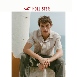 HOLLISTER24夏纯棉度假风宽松古巴领短袖衬衫 男 KI325-4061 浅棕色图案 L (180/108A)