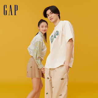 Gap 盖璞 男女装2024春夏LOGO设计感字母经典圆领纯棉短袖T恤