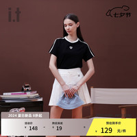 :CHOCOOLATE it 女装合身短袖T恤2024夏季简约时尚上衣100010 BKX/黑色 M