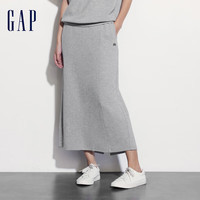 Gap女装2024夏季logo松紧开叉针织半身裙百搭运动卫裙537108 浅灰色 170/70A(L) 亚洲尺码