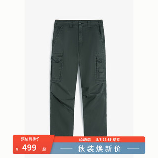 HOLLISTER24秋季新款潮流多口袋直筒宽松工装长裤 男 KI330-4154 绿色