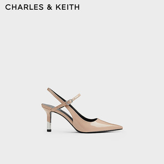 CHARLES&KEITH24秋季法式通勤尖头高级细高跟凉鞋女CK1-60361529 Nude肉色 36