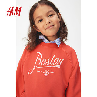 H&M2024秋季童装大童女童圆领卫衣1252303 红色/Boston 150/76