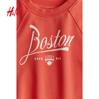 H&M2024秋季童装大童女童圆领卫衣1252303 红色/Boston 150/76