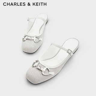 CHARLES&KEITH24秋季复古舒适马衔扣平底穆勒拖鞋女CK1-70920153 Light Grey浅灰色 36