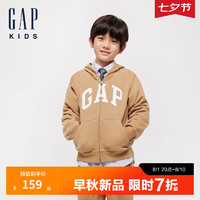 Gap【大小童同款】男女童2024初秋法式圈织软连帽卫衣646216 卡其 160cm(14-15岁) 亚洲尺码