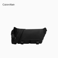 Calvin Klein Jeans24早秋男字母ck通勤插扣翻盖单肩斜挎包HH4112 UB1-太空黑 OS