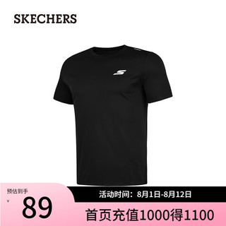 斯凯奇（Skechers）男子针织短袖经典运动简约T恤衫P224M108 碳黑/0018 M