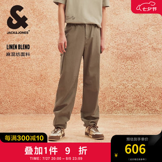 杰克·琼斯（JACK&JONES）秋季挂带字母贴布装饰宽松简约潮舒适男士休闲长裤男装224314032 E