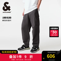 杰克·琼斯（JACK&JONES）秋季挂带字母贴布装饰宽松简约潮舒适男士休闲长裤男装224314032 E44 黑砂色 165/76A/XSR