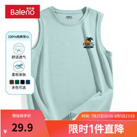 班尼路港风无袖男士背心夏季2024潮牌透气宽松休闲运动纯棉坎肩汗衫 【纯棉】-浅蓝#MB椰树橘X L【100%纯棉 亲肤透气】