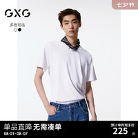 GXG男装 多色撞色领口年轻时尚圆领短袖T恤 24秋季G24X443121 白色 190/XXXL