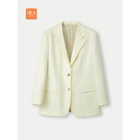 海澜之家（HLA）休闲西服女24平驳领纯色通勤风外套女春秋 米白Y0 155/80A S85-100斤