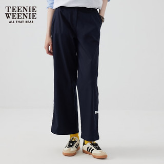 Teenie Weenie【天丝混纺】小熊2024年早秋高腰休闲直筒裤长裤 藏青色 160/S