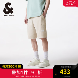 杰克·琼斯（JACK&JONES）秋季款男士短裤多口袋设计字母贴布法斗犬刺绣短裤男裤224315006 A00月光灰 1