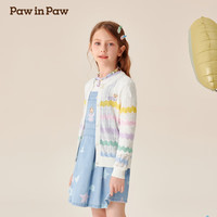 PawinPaw卡通小熊童装2024年秋冬女童休闲毛织开衫甜美舒适 Ivory象牙色/39 110cm
