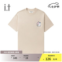 :CHOCOOLATE it 男女同款宽松短袖T恤2024夏季可爱轻松半袖011630 BGL/棕色 L