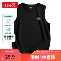 班尼路港风无袖男士背心夏季2024潮牌透气宽松休闲运动纯棉坎肩汗衫 【纯棉】-黑#MB椰树橘X 4XL【真纯棉 100%的棉】